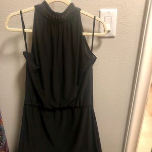 Black halter cocktail dress